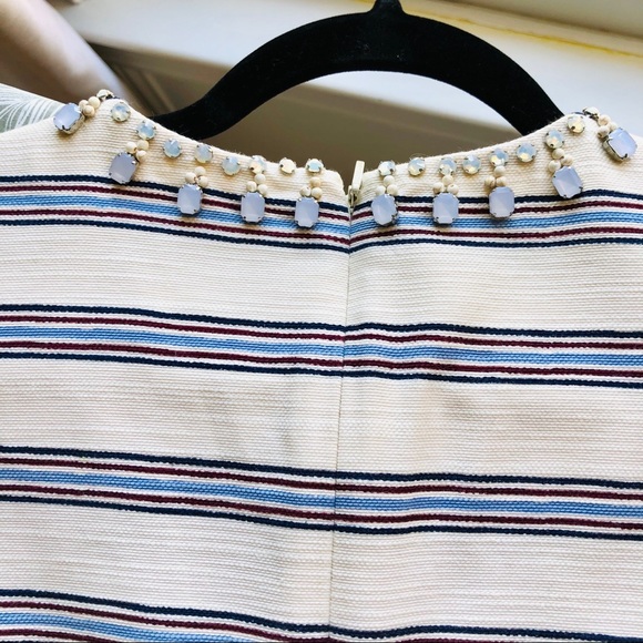 Tory Burch cream blue striped dress with jewels 8 - Picture 11 of 12